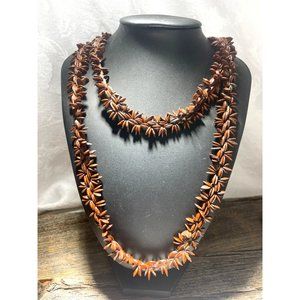 Apple Seed Necklace Hawaiian Polonesian Style Long Necklace 40” Pullover Vintage